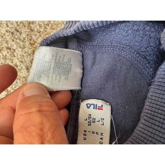 Vintage FILA Sweatshirt, Navy Blue, 80's/90's, Size LG Crew Neck; - Picture 8 of 10